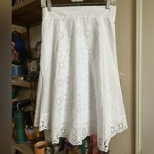 ZARA Cotton Eyelit Midi Skirt